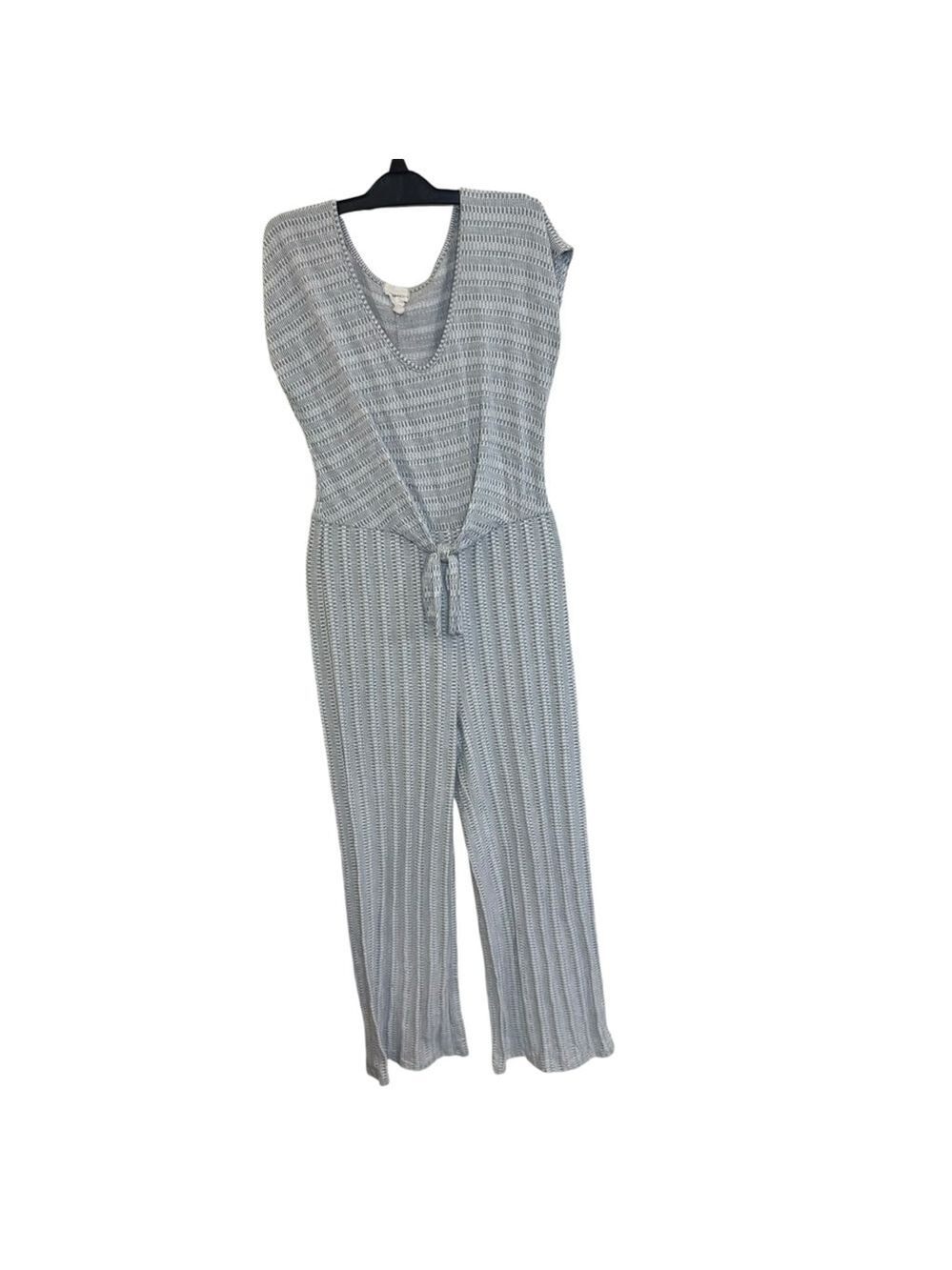 Women's Caution to the Wind Jumpsuit Small Gray White